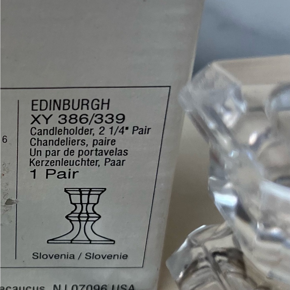 Mikasa Crystal Taper Candle Holders 3” Wide &Tall Square Shape Edinburgh Pattern - Picture 6 of 7